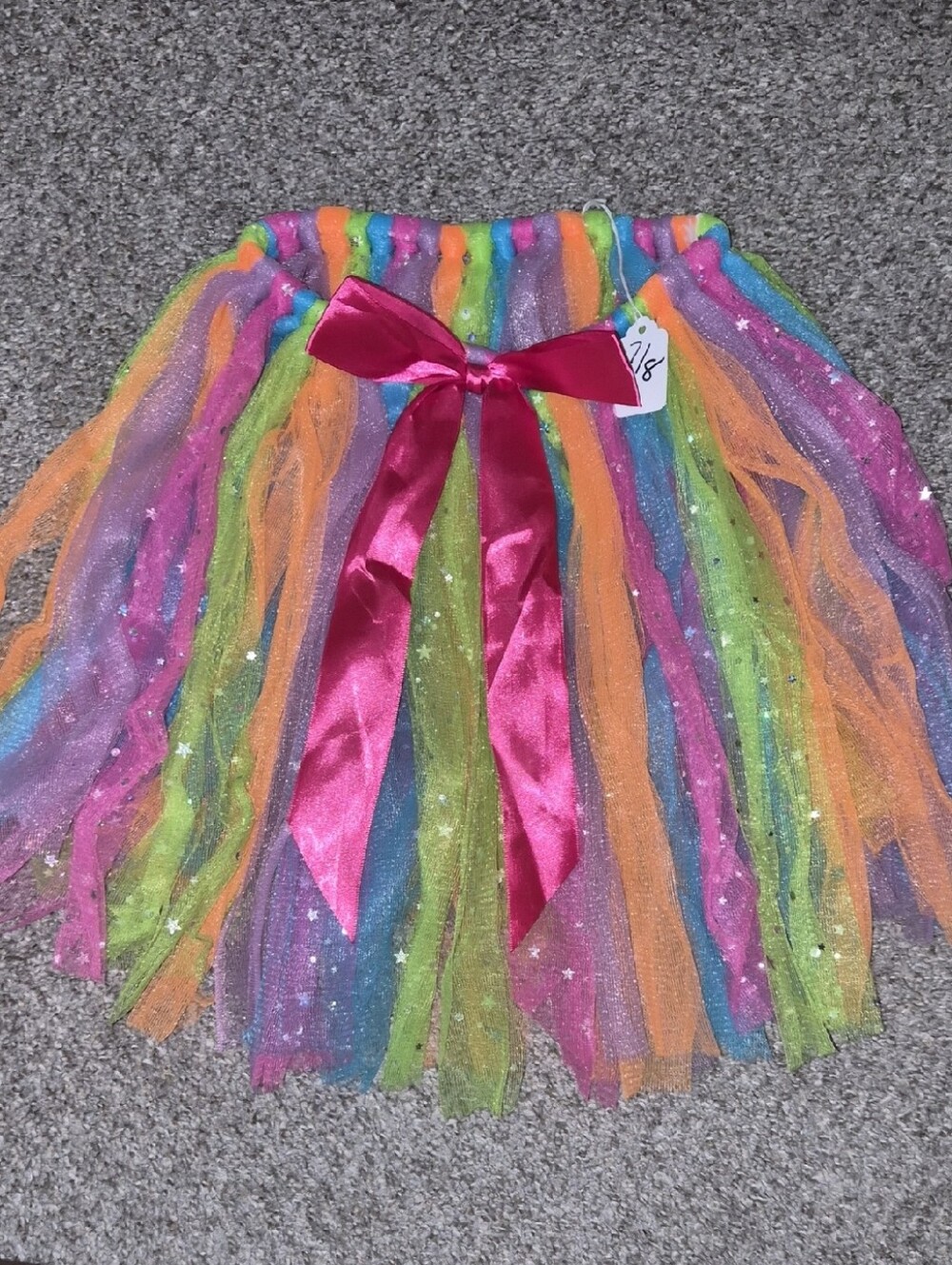Rainbow Tulle Tutu with Pink Satin Bow
